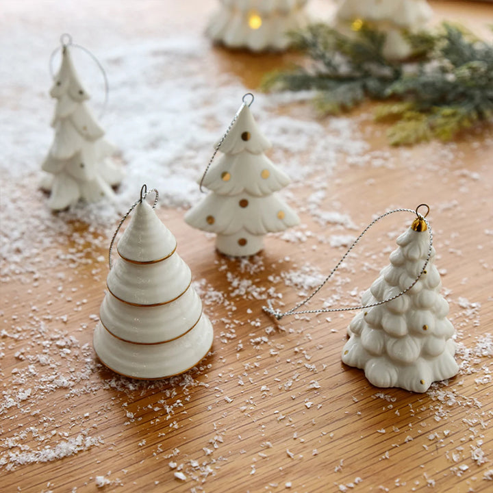 Mini Ceramic Four Tier Puff Christmas Tree Decoration