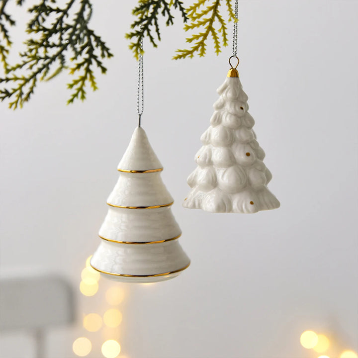 Mini Ceramic Four Tier Puff Christmas Tree Decoration