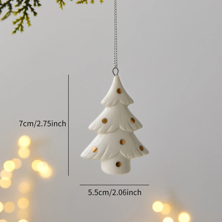 Mini Ceramic Four Tier Puff Christmas Tree Decoration