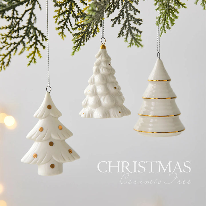 Mini Ceramic Four Tier Puff Christmas Tree Decoration