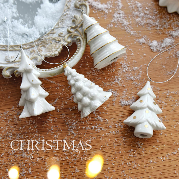 Mini Ceramic Four Tier Puff Christmas Tree Decoration
