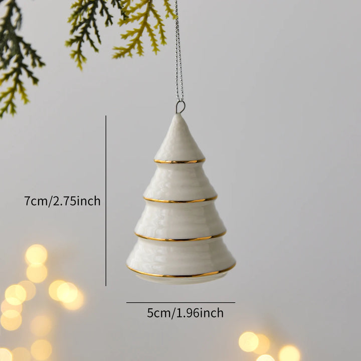 Mini Ceramic Four Tier Puff Christmas Tree Decoration